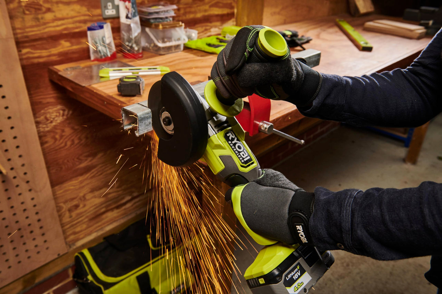 Ryobi RAG18BL-0 Smerigliatrice Angolare Brushless a Batteria 18V ONE+, Batteria Non Inclusa, Diametro Disco 125mm