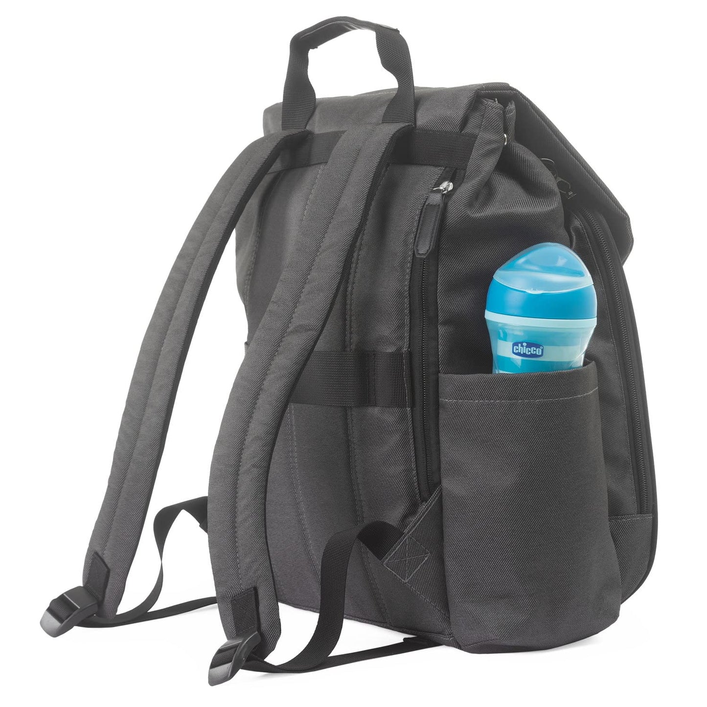 Chicco Lightweight and functional backpack for parents, equipped with thermal pockets, practical, elegant and functional, with magnetic closure, dark gray