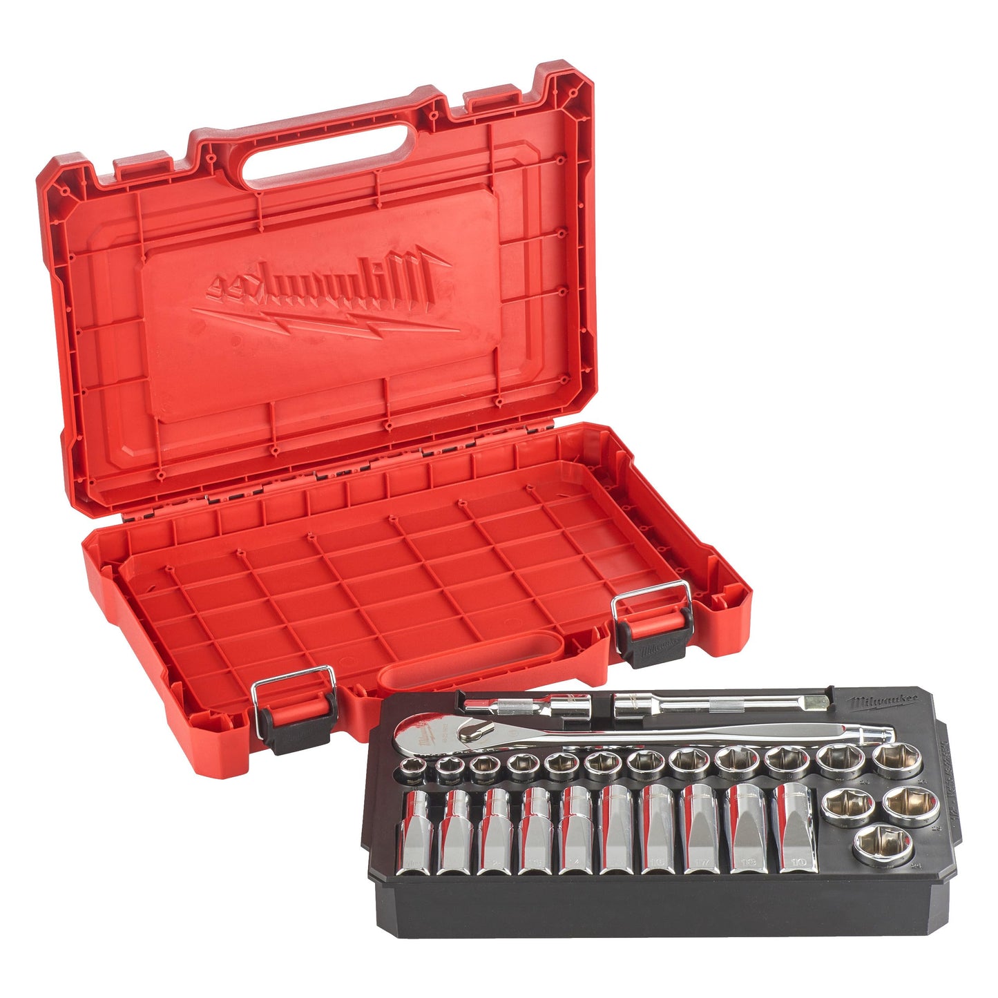 MILWAUKEE | Set di Chiavi a Cricchetto con Bussole 1/2" | Kit 28 pezzi