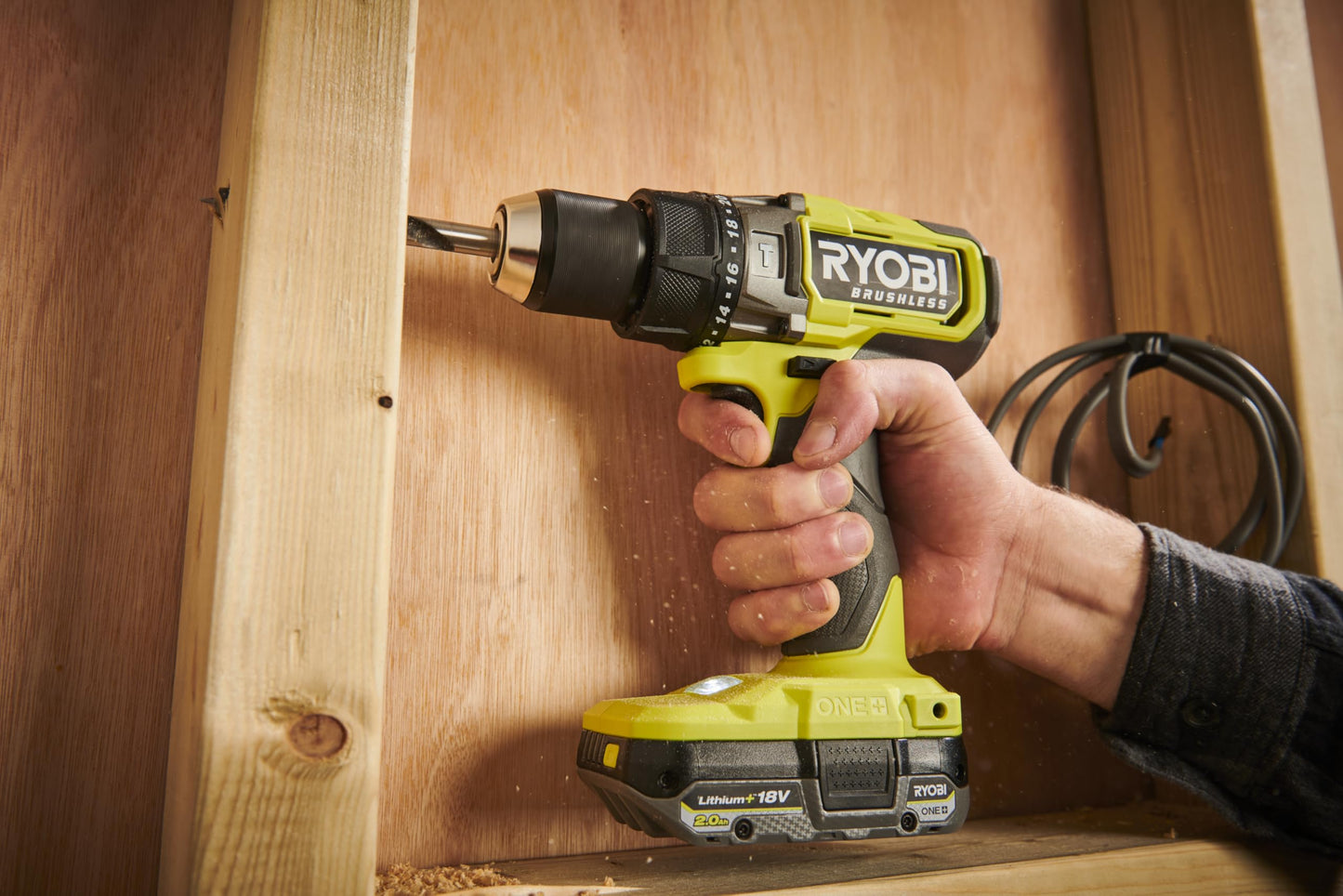 Ryobi RPD18BL2-0, Trapano a Percussione 18V ONE+ Brushless, Trapano con Mandrino Autoserrante 13mm, 3 Modalità di Lavoro, 2 Tipologie di Velocità, Compatto e Leggero, Luce LED, Batteria non Inclusa