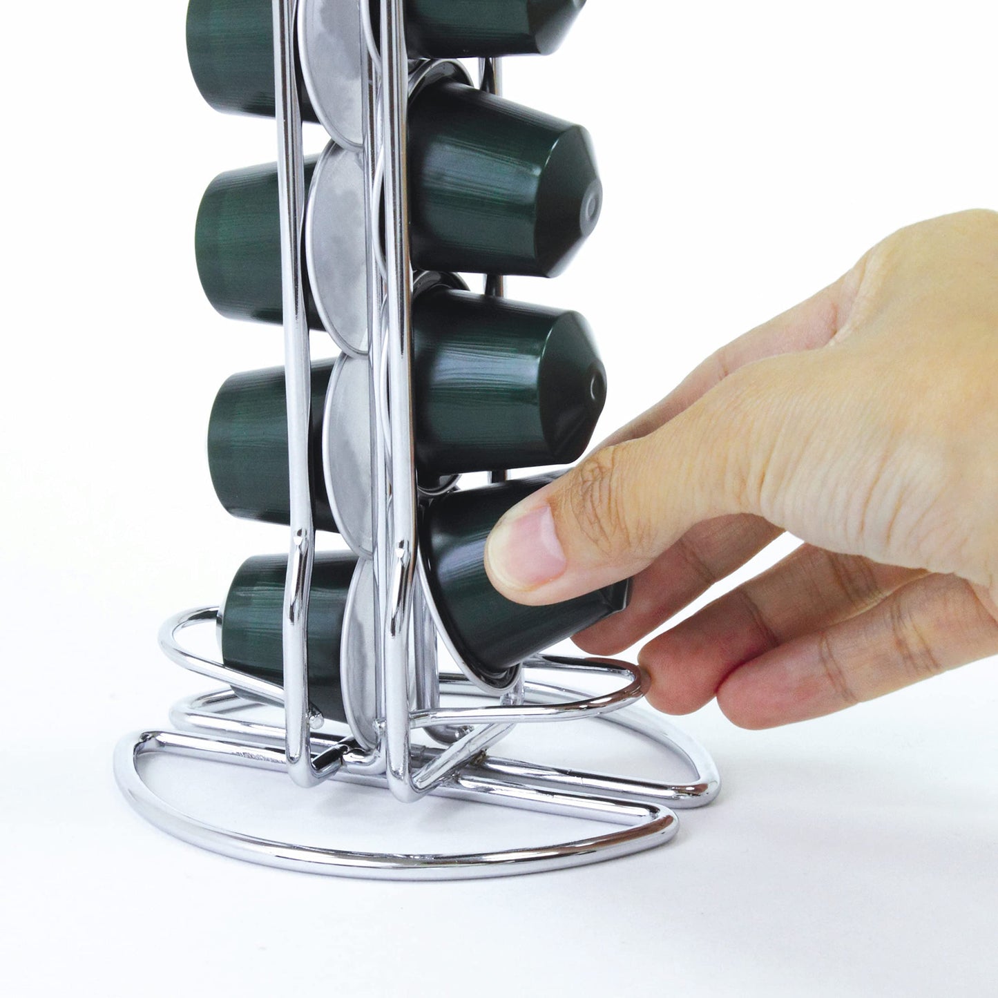Fackelmann Porta Cialde in Filo per 20 Cialde Nespresso, in Scatola Regalo a 4 Colori, Cialde non Incluse, Argento