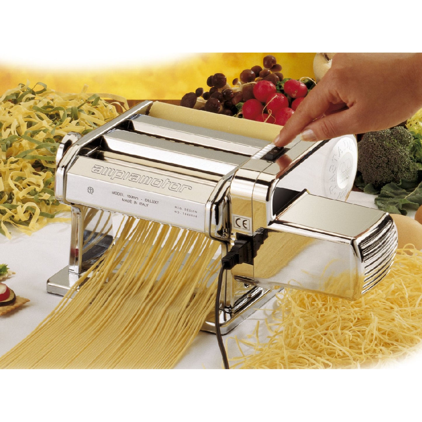 MARCATO Ampia 180 mm Motor Sfogliatrice Cromo Pasta Maker ITALY+ PastaDrive 220V