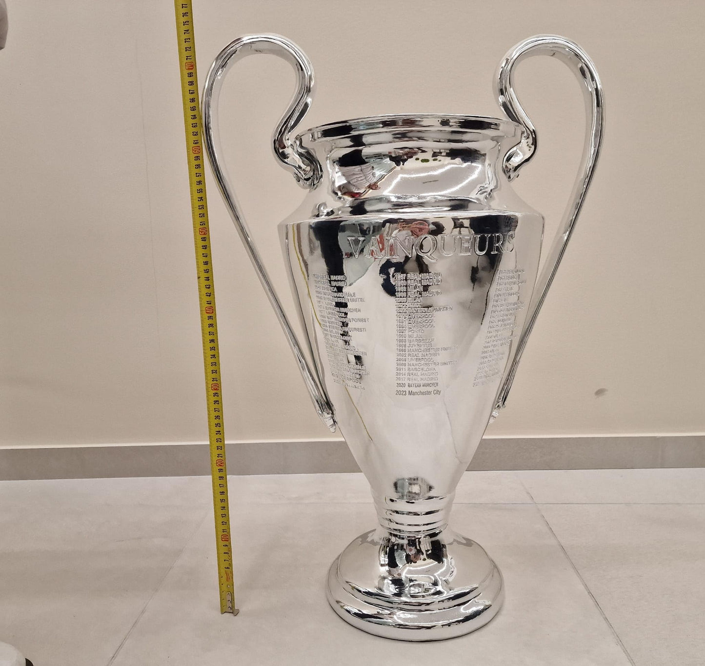 Champions League Trophy 2023 | Champions Cup Trophy Reproduction in Resin 77 cm with Engraving of Winning Teams