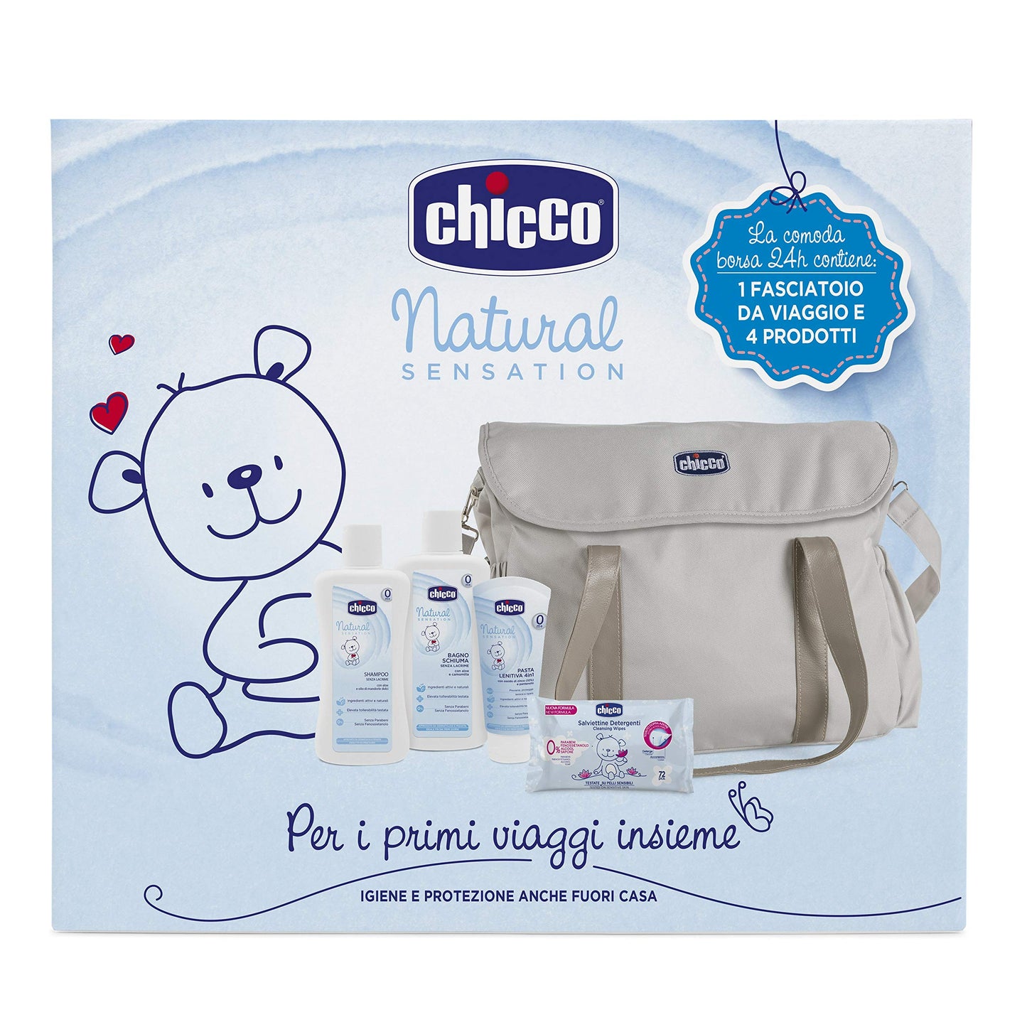 Chicco Natural Sensation Borsa, Set Cura del Bambino 24H, Idee Regalo, 0+ Mesi