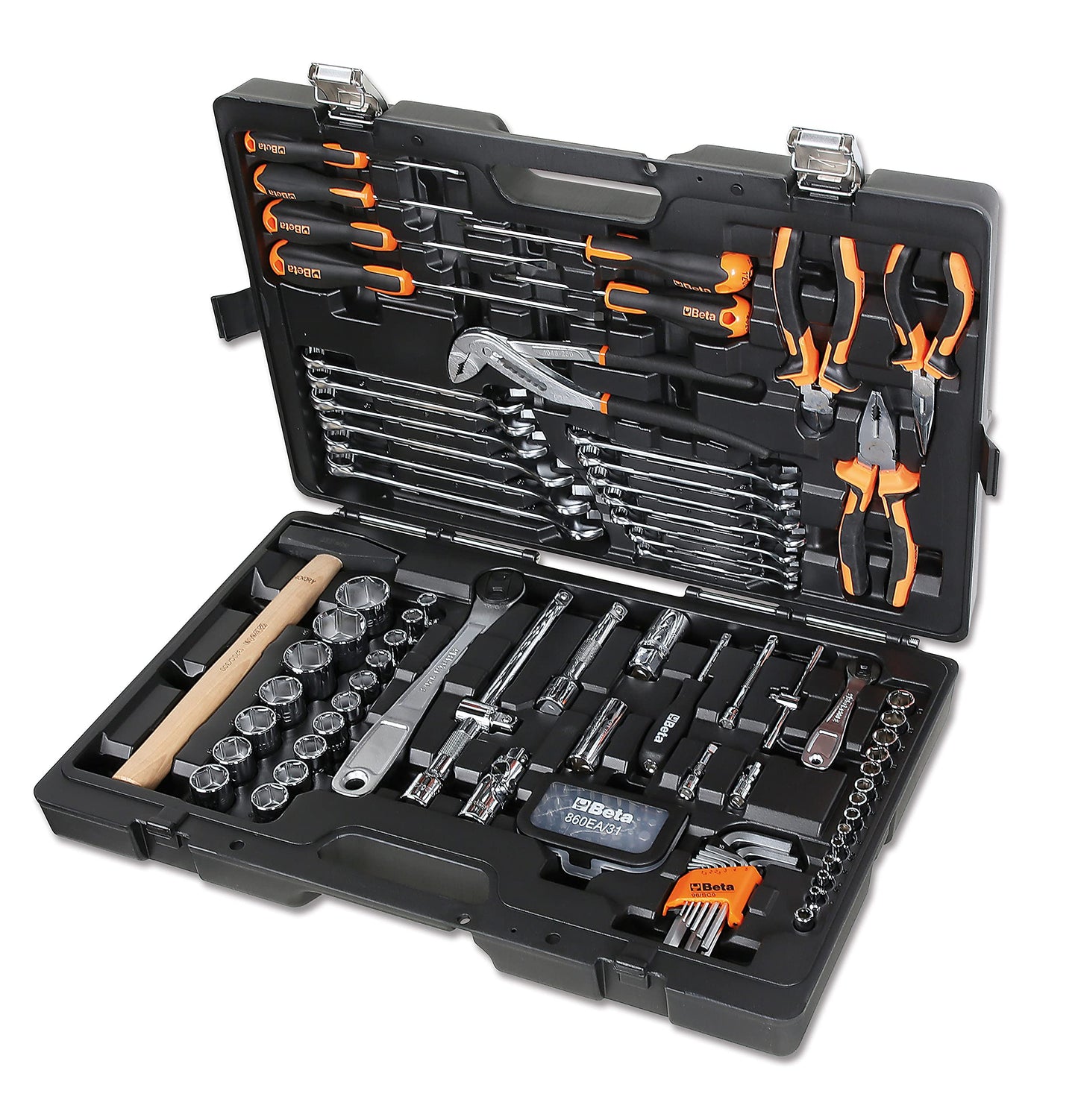 BETA 2047E/C108-21 Valigia con Assortimento Composta da 108 Utensili per Manutenzione Generale, in Plastica, Dimensione 555 x 370 x 92 mm, Nero/Arancio