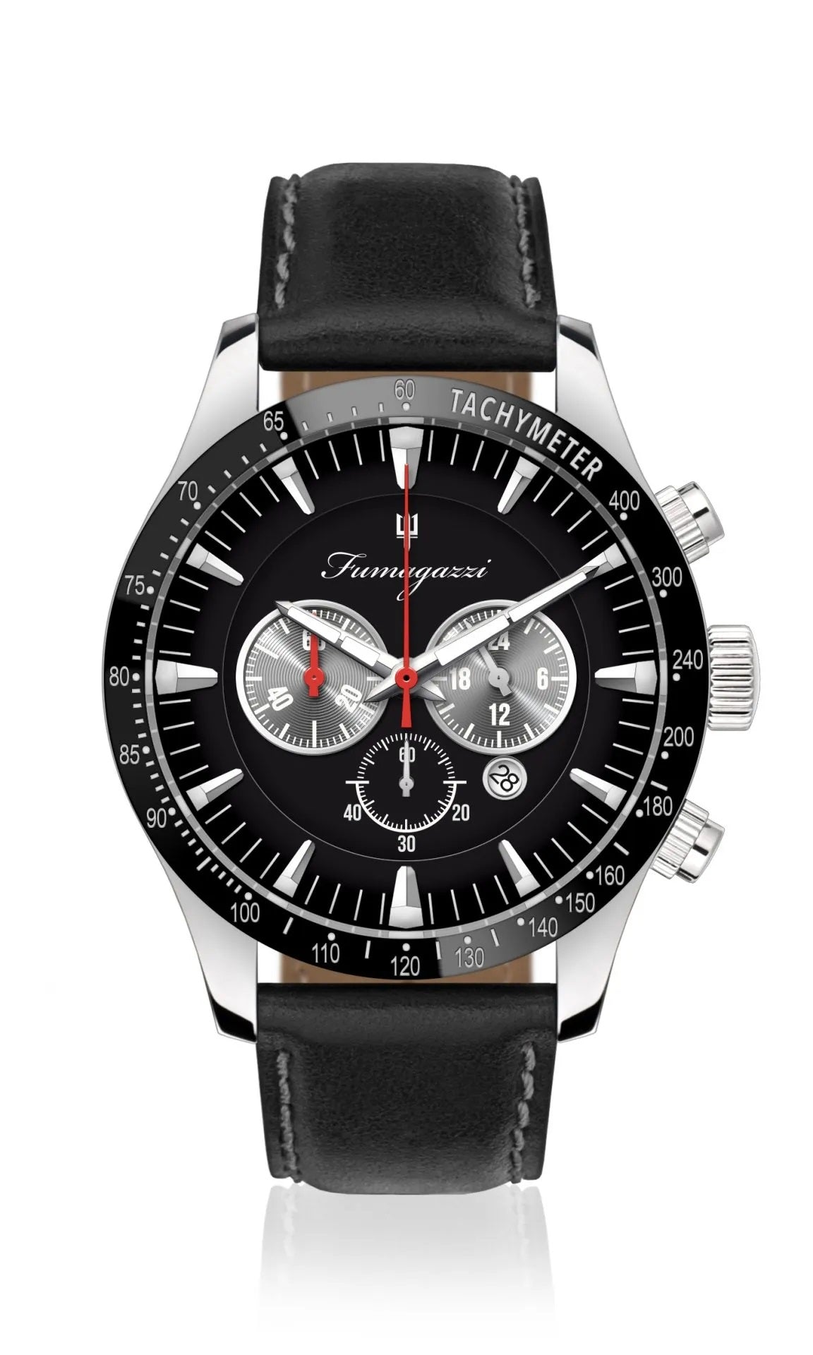 Orologio Fumagazzi Velox “Pelle” Nero | ø 45 mm Movimento cronografo OS20 Miyota | Cinturino Pelle, 5 ATM.