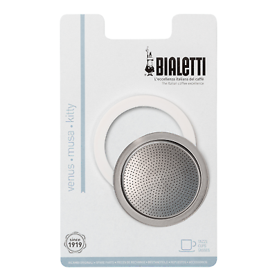 Ricambi Bialetti 1 Guarnizione Silicone +1 Piastrina per Moka Acciaio 4 Tazze