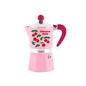 Bialetti Caffettiera Moka Rainbow Amore Mio 3 Tazze, Rossa con Ciliegie, Alluminio, 130 ml, Preparazione Caffè Espresso Manuale