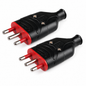 RS78007 ROSI Spina Mobile Antischiacciamento Elaplug 10/16A | Confezione da 2 Spine Nere 250V con 2 poli + Terra