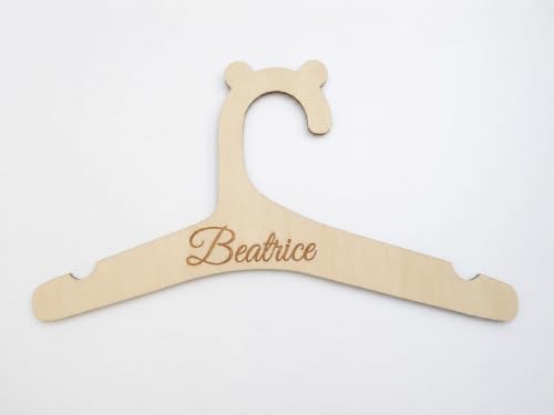 Grucce per Bambini in Legno Naturale Personalizzabili con Nome, Set da 5 Pezzi Spessore 6 mm, Forma Orsetto, Incisione Nome, Per Neonati e Bambini