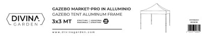 Gazebo richiudibile in alluminio professionale struttura esagonale MARKET-PRO 3X3 Bianco impermeabile