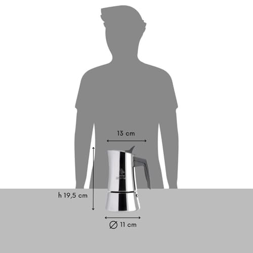 Aeternum, La Divina Re Inox, Caffettiera 6 Tazze, Adatta all'Induzione, Acciaio Inox, Argento