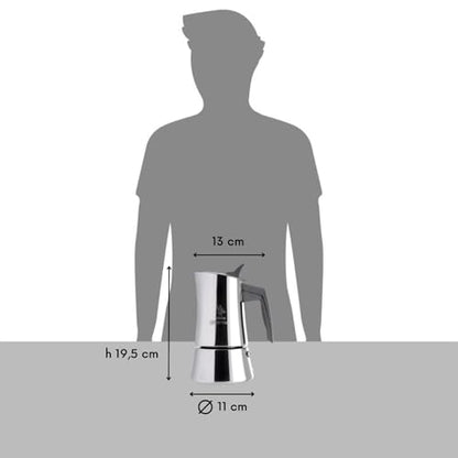 Aeternum, La Divina Re Inox, Caffettiera 6 Tazze, Adatta all'Induzione, Acciaio Inox, Argento