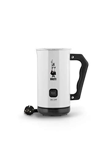 Bialetti Milk Frother Elettrico, Montalatte per Cappuccino, Capacità 150 Ml Cappuccino O 300 Ml Latte Caldo, Bianco