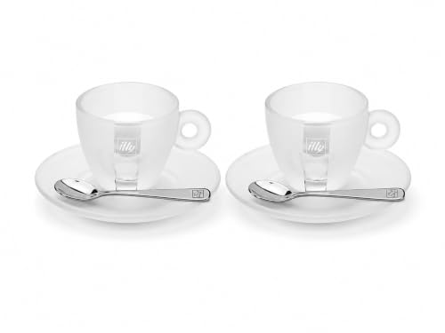 ILLY 23972 Iperespresso Experience Kit 2 Tazzine In Vetro Luxion® con Piattini e 2 Cucchiani Design Matteo Thun