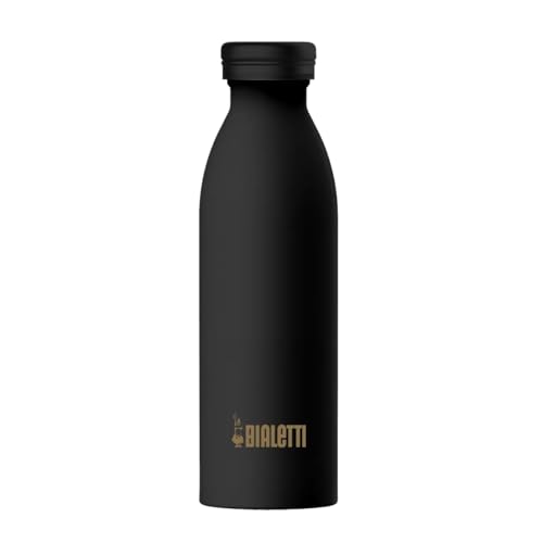 BIALETTI Original | Bottiglia Termica Monogram Omino, Nera, logo Bialetti Oro 500 ml