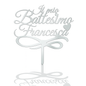Cake Topper per Torta Il mio Battesimo + Nome Personalizzato | Targhetta Decorativa per Torte Personalizzabile in Plexiglass Specchiato 15 cm di Larghezza