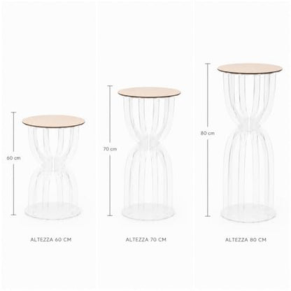 Carpe Diem Shop Tavolino in Plexiglass Trasparente alto 60 cm, Design Moderno, Struttura a Clessidra, Ideale per Matrimoni, Eventi e Showroom