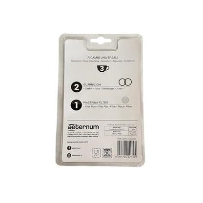 Aeternum, Ricambi Caffettiere in Alluminio, 2 Guarnizioni + 1 Piastrina, Compatibile con le Caffettiere 3 tazze, Made in Italy
