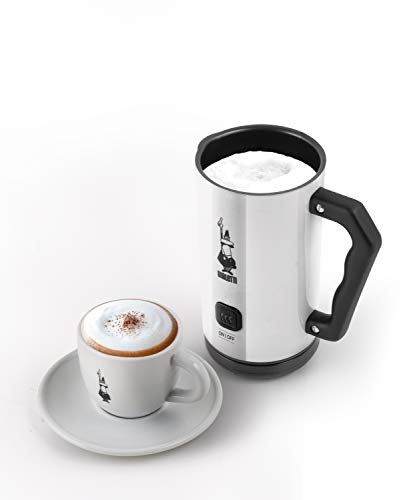 Bialetti Milk Frother Elettrico, Montalatte per Cappuccino, Capacità 150 Ml Cappuccino O 300 Ml Latte Caldo, Bianco