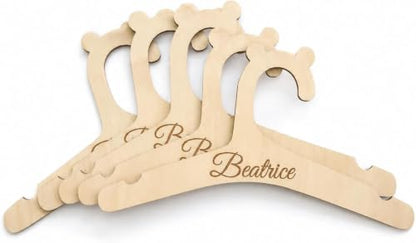 Grucce per Bambini in Legno Naturale Personalizzabili con Nome, Set da 5 Pezzi Spessore 6 mm, Forma Orsetto, Incisione Nome, Per Neonati e Bambini