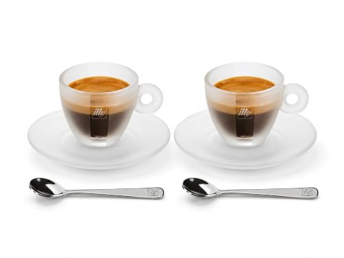 ILLY 23972 Iperespresso Experience Kit 2 Tazzine In Vetro Luxion® con Piattini e 2 Cucchiani Design Matteo Thun