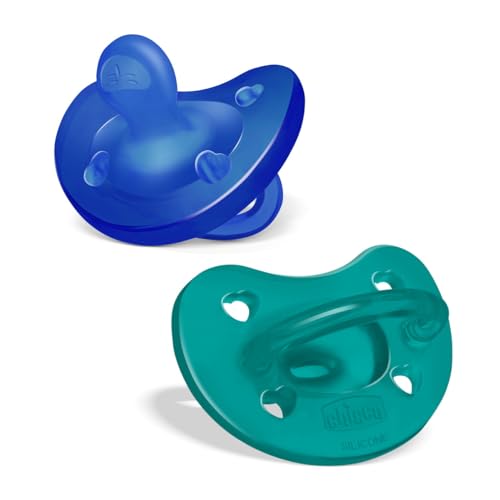 PhysioForma Ciuccio in Silicone 16 - 36 Mesi, Set di Gommotti Morbidi e Delicati, Supportano la Respirazione Fisiologica e Favoriscono il Corretto Sviluppo della Bocca, Azzurro
