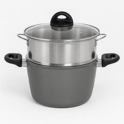 Friggi Vapo Poke 4 in 1 Linea Hawaian Dream Aeternum | Casseruola 22cm con Cestello per Cottura a Vapore, Cestello per Frittura e Coperchio incluso. Fondo in Acciaio adatto ai Piani ad Induzione