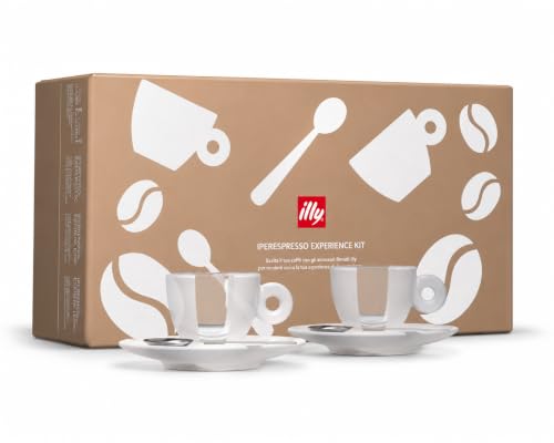 ILLY 23972 Iperespresso Experience Kit 2 Tazzine In Vetro Luxion® con Piattini e 2 Cucchiani Design Matteo Thun