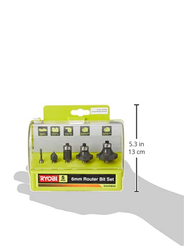 RYOBI RAKRBS5 Set di 5 Frese da 6mm per Legno per Fresatrice e Tagliabordi