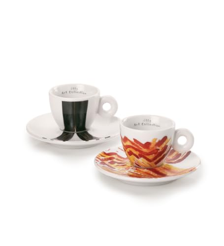 illy 25155 Art Collection, Collezione Genesi 2 Tazzine da Espresso Numerate e Firmate Monica Bonvicini e Shirin Neshat Tazze da Caffè con Piattino, Decoro B