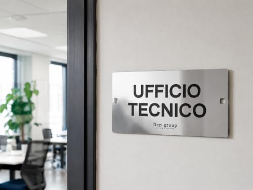 Cartello Ufficio in Plexiglass Lucido con Testo in Rilievo. Montaggio a Parete, Orientamento Orizzontale, Lettere in Rilievo, Design Moderno, Testo Personalizzabile, 20 x 10 cm