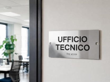 Cartello Ufficio in Plexiglass Lucido con Testo in Rilievo. Montaggio a Parete, Orientamento Orizzontale, Lettere in Rilievo, Design Moderno, Testo Personalizzabile, 20 x 10 cm