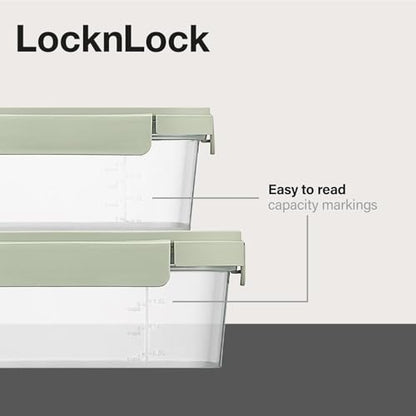 LocknLock NestnLock - Set di 3 contenitori per alimenti, 500 ml, 920 ml, 1,6 Litri, colore: verde salvia