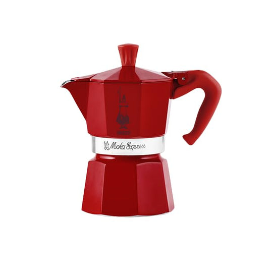 Bialetti Mokina Rossa, Moka Express Mezza Tazza, Collezione Wonderland | Caffettiera ½ Caffè Manico Rosso