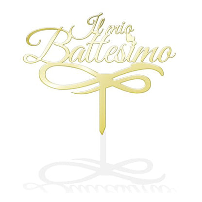 Cake Topper per Torta Il mio Battesimo | Targhetta Decorativa per Torte Personalizzabile in Plexiglass Specchiato 16 cm di Larghezza