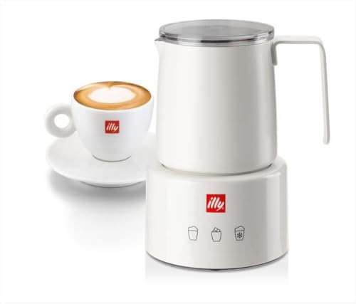 ILLY Milkfrother | Montalatte Elettrico + Indulgence Kit, Un set con 2 Bicchieri in vetro illy, due Cucchiaini in Acciaio inox di Design e un Ricettario di Ricette Caffè