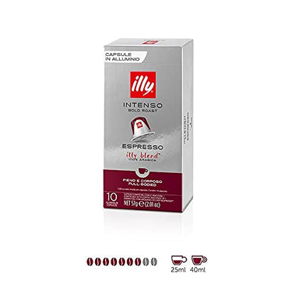 illy 100 Capsule Compatibili Nespresso 10 Confezione da 10 Caffè Gusto Intenso