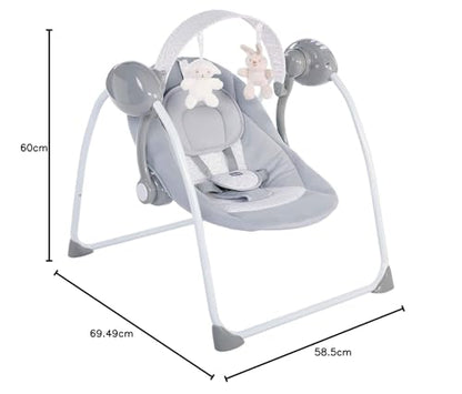 Chicco Sdraietta Regolabile E Dondolo Automatico, Grigio, 69.5 x 60 x 58.5 cm