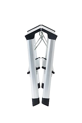 GIERRE Sgabello in alluminio STYLO – doppia salita con 1 gradino + piano, antiscivolo, portata 150 kg, salvaspazio