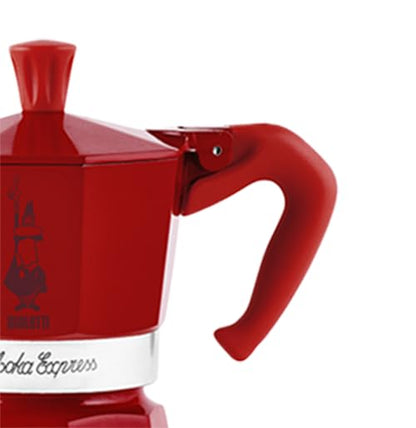 Bialetti Mokina Rossa, Moka Express Mezza Tazza, Collezione Wonderland | Caffettiera ½ Caffè Manico Rosso