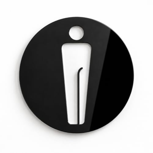 Cartello WC Pittogramma Uomo Donna Cerchio Design Moderno, Forma Circolare, Uomo e Donna, Stile Moderno, Segnaletica Bagno, Finitura Lucida, Autoadesivi