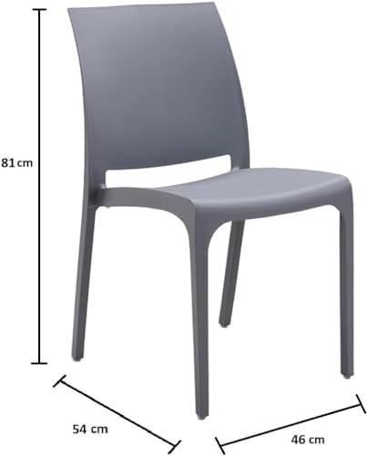 Sedia in Resina impilabile Made in Italy Design per Interno Esterno Sofia Grigio Chiaro 4 pz