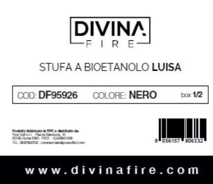 Divina Fire Stufa a bioetanolo Camino biocamino da Terra Luisa L50xP30xH68