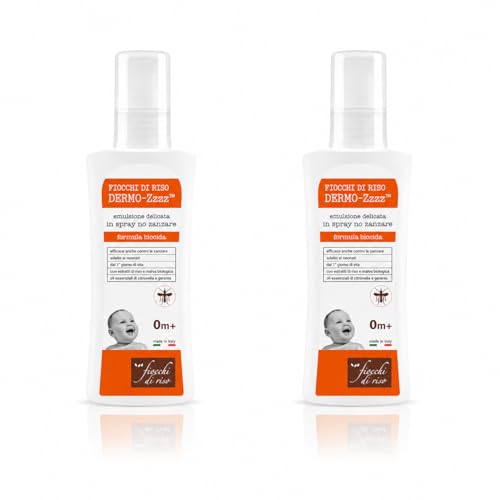 Fiocchi di Riso Spray Repellente Insetti con Citronella, Formula al 95% di Origine Naturale, 100 Ml, Adatto dai 0 Mesi, Uso Esterno