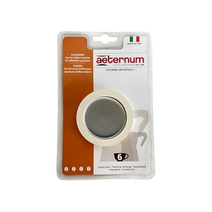 Aeternum, Ricambi Caffettiere in Alluminio, 2 Guarnizioni + 1 Piastrina, Compatibile con le Caffettiere 6 tazze, Made in Italy