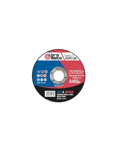 10 Dischi Abrasivi Ø115x1,6mm Abra Beta in Confezione di latta | A46Q Disco da Taglio per Smerigliatrice 115mm per Acciaio e Inox