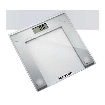 MASTER Bilancia Pesapersone di Design in Vetro Trasparente , e supporto Grigio | Capacità 150 Kg