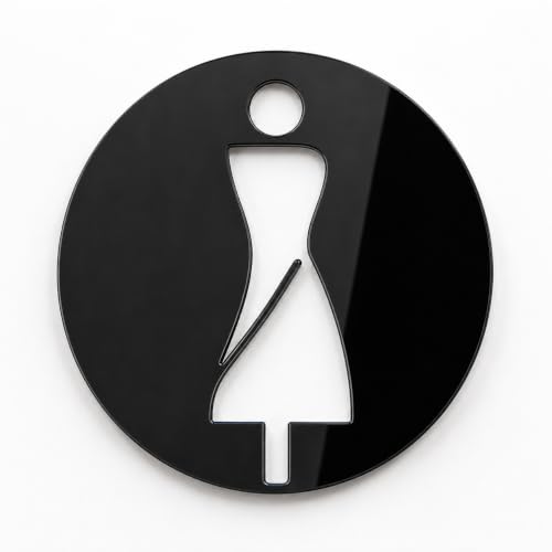 Cartello WC Pittogramma Uomo Donna Cerchio Design Moderno, Forma Circolare, Uomo e Donna, Stile Moderno, Segnaletica Bagno, Finitura Lucida, Autoadesivi