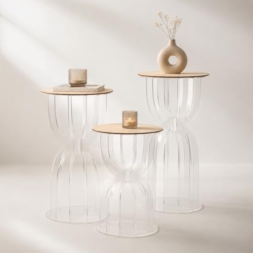 Carpe Diem Shop Tavolino in Plexiglass Trasparente alto 60 cm, Design Moderno, Struttura a Clessidra, Ideale per Matrimoni, Eventi e Showroom